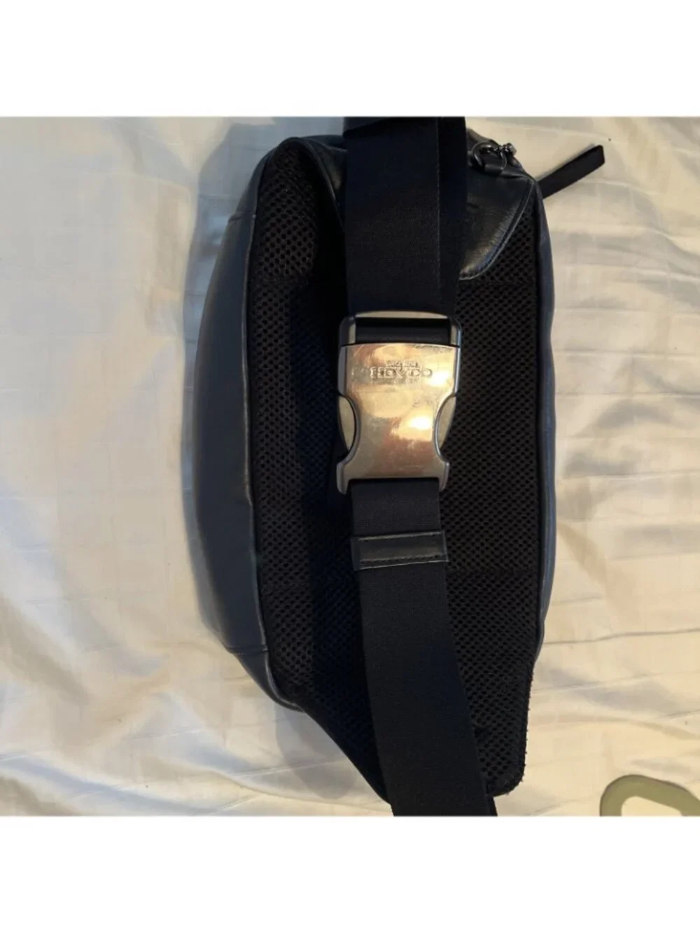 COACH Edge Belt Bag  Fanny Pack  Signature Reflective Silver & Navy blue